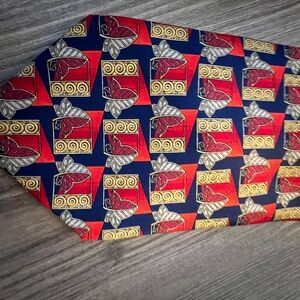 Lanvin Paris Blue and Red Geometric Men's Tie